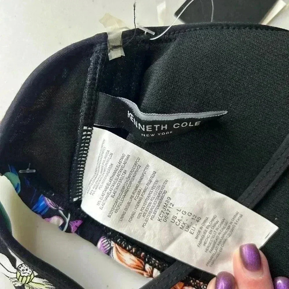 Kenneth Cole New York Strappy Floral Bikini Top & Sash Tab Bottom Size Large NWT - Picture 5 of 5